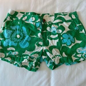 dELiA*s Y2K Floral Linen Blend Shorts Size 7/8 Green Blue